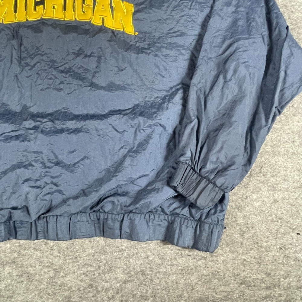 VTG Michigan Wolverines Jacket Mens XL Blue Pullover Windbreaker Football 90s - Picture 10 of 15